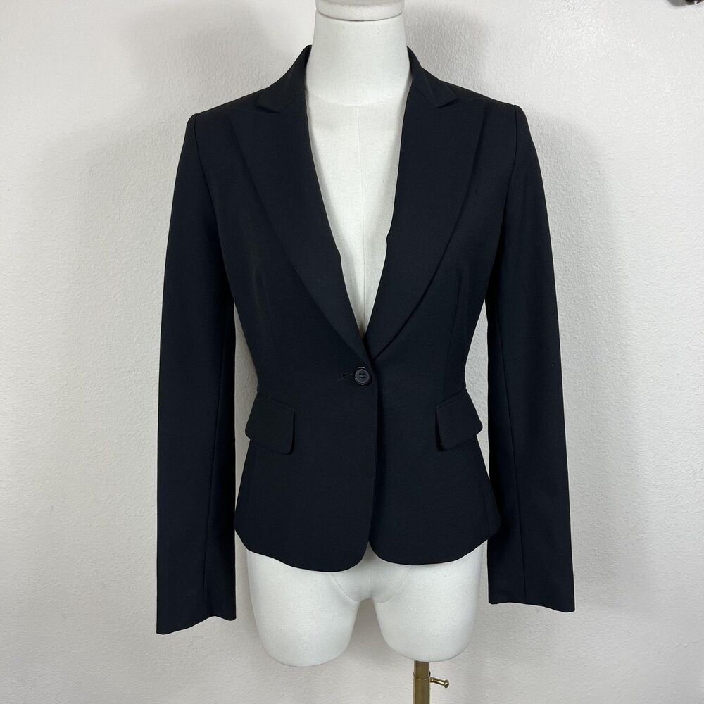 Gianni Bini Blazer Womens 2 Black One Button Tailored Office Career Workwear